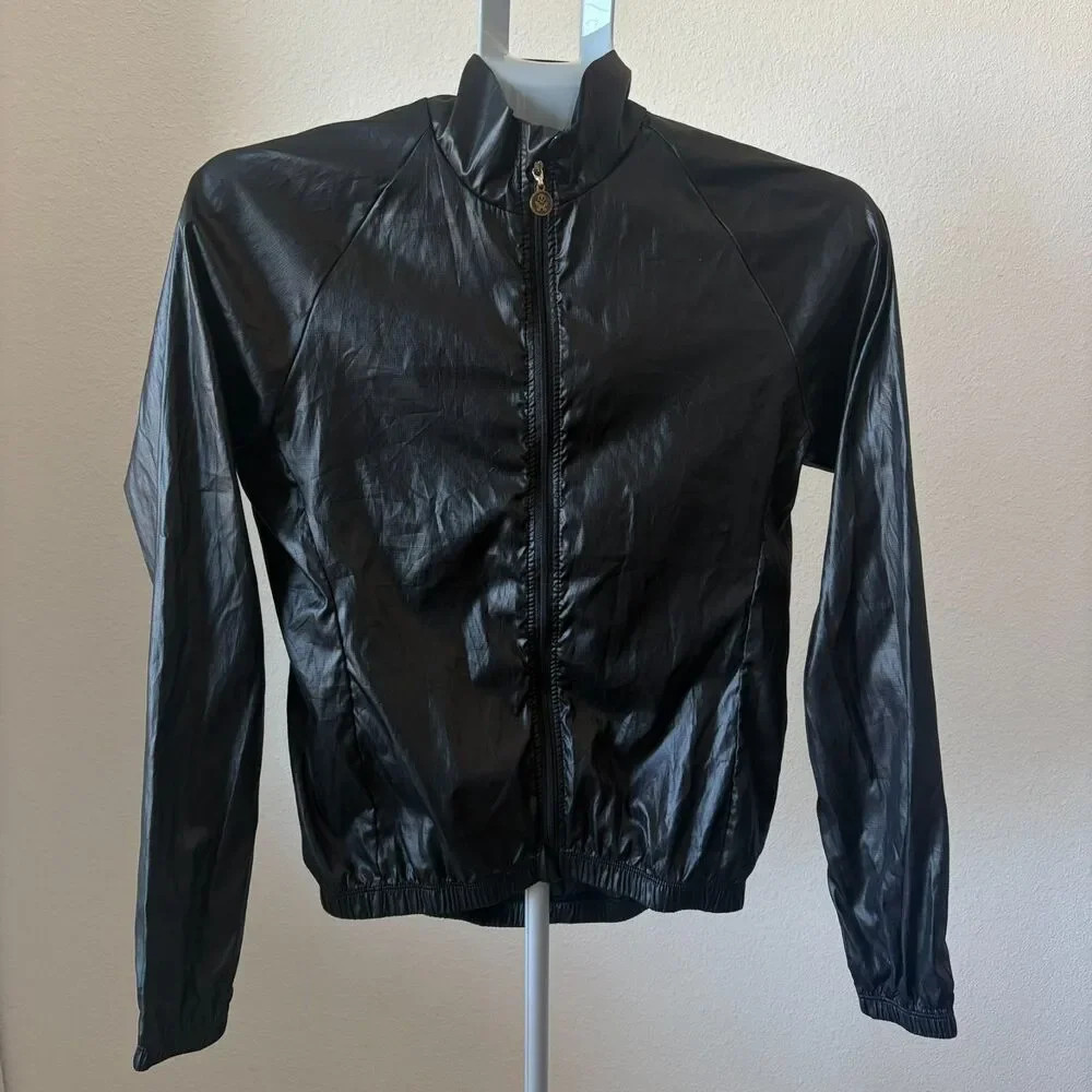 Betty Designs Jacket S Black Lightweight Full Zip Windbreaker High Collar Crinkl - Picture 1 of 5